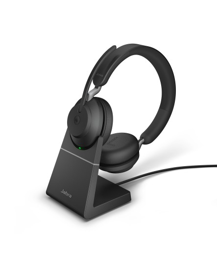 Jabra Evolve2 65 MS inklusive laddställ USB-A svart stereo headset