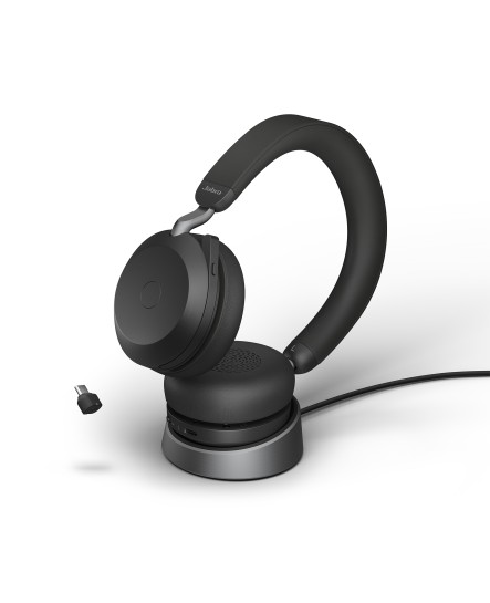 Jabra Evolve2 75 UC link380 USB-C stand svart stereo headset