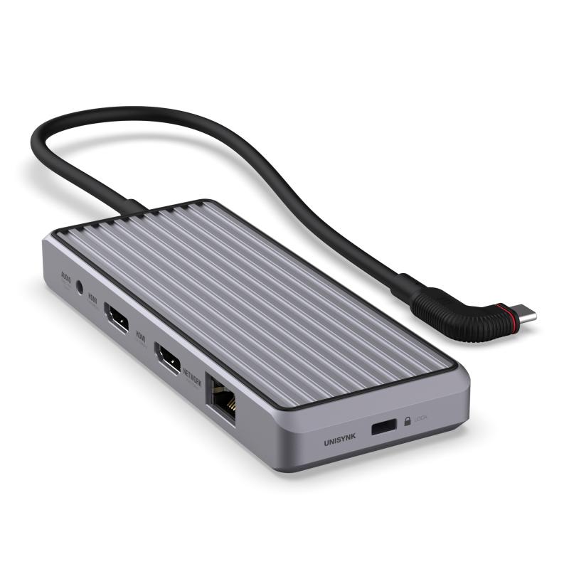 Unisynk USB-C grå 1 till 10 portars dockningshub